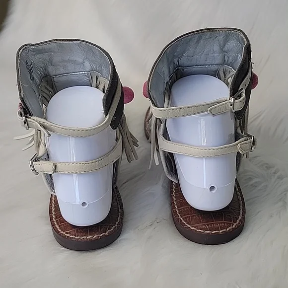 SAM EDELMAN Gere Western Fringe Pom‎ Pom Boho Hippie Gladiator Thong Sandals 8.5 - Picture 3 of 14